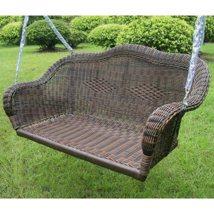 Brown Resin Wicker Porch Swing with 4-ft Hanging Chain Q280-RWBFHC3158276
