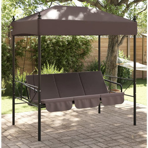  Garden Swing Bench Coffee brown Powder-coated steel, Polyester A949-4008900