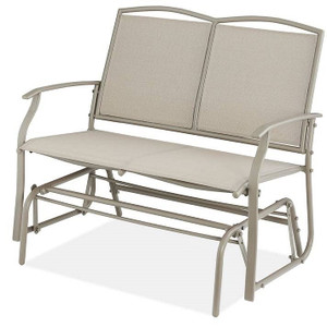 2 Seat Mesh Patio Loveseat Swing Glider Rocker with Armrests in Taupe Q280-TAUBC948820