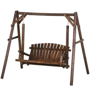 FarmHouse Log A-Frame 2-Seat Wooden Swing Bench Q280-RTGHY3244
