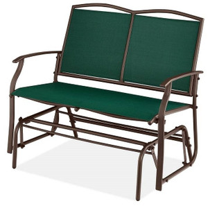 2 Seat Mesh Patio Loveseat Swing Glider Rocker with Armrests in Hunter Green Q280-GREBCP171954