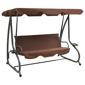  Swing Bench Coffee PVC-coated fabric, powder-coated steel A949-313338