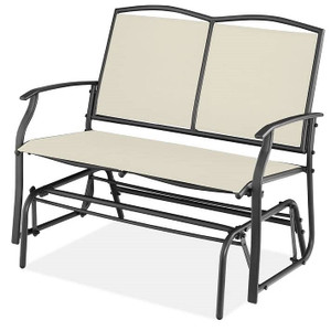 2 Seat Mesh Patio Loveseat Swing Glider Rocker with Armrests in Off White Q280-OFWIBC9842113