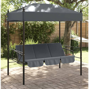  Garden Swing Bench Dark Grey Powder-Coated Steel, Polyester A949-4008901