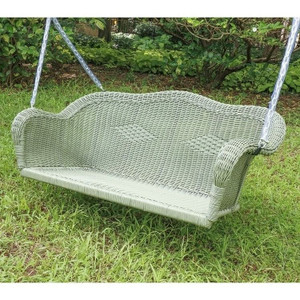 Resin Wicker Porch Swing with 4-ft Hanging Chain in Moss Q280-MOSAN67845