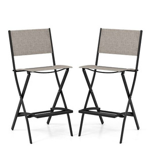 Folding Bar Stools Set of 2 Backrest Humanized Footrest-Coffee - Color: Coffee D681-NP11341CF-2