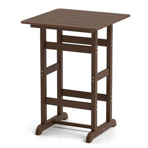 30 Inch Square Bar Table Dining Table with Slatted Tabletop for Poolside-Brown - Color: Brown D681-NP12060BN 30 Inch Square Bar Table Dining Table with Slatted Tabletop for Poolside-Brown - Color: Brown D681-NP12060BN