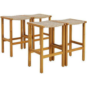 Patio Wood Bar Stools Set of 2/4-4 Pieces - Color: Natural D681-HW71480-4