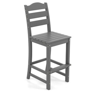 30 Inches Counter Height HDPE Bar Stool with Backrest and Footrest-Gray - Color: Gray D681-NP10896GR