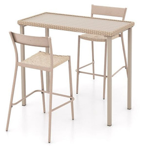 3 Pieces Patio Bar Table Set with Height Table and 2 Armless Chairs B593-NP11965BN-2+NP11966BN