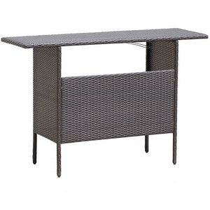 Outdoor Wicker Bar Table with 2 Metal Mesh Shelves B593-HW70304
