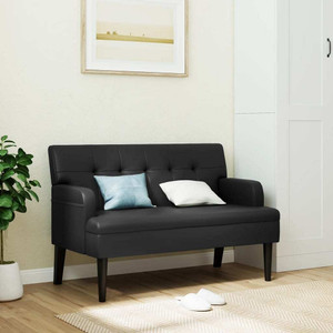  Bench with Backrest Black 44.1x25.8x29.5" Faux Leather A949-372153