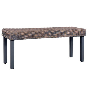 Bench Gray Natural Natural kubu rattan, solid mango wood 43.3 in A949-285789 Bench Gray Natural Natural kubu rattan, solid mango wood 43.3 in A949-285789