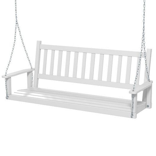 3-Person Wooden Outdoor Porch Swing with 800 lbs Weight Capacity-White - Color: White D681-NP11446WH 3-Person Wooden Outdoor Porch Swing with 800 lbs Weight Capacity-White - Color: White D681-NP11446WH