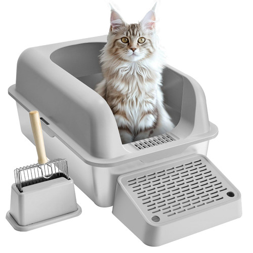 Cat Litter Box, 6 inches Deep, XL Extra Large Stainless Steel Cat Litter Box with Scoop, Wide Filt E415-BKFSMSPBXGSLHVLT6V0  Cat Litter Box, 6 inches Deep, XL Extra Large Stainless Steel Cat Litter Box with Scoop, Wide Filt E415-BKFSMSPBXGSLHVLT6V0