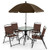 6 Pieces Patio Dining Set Folding Chairs Glass Table Tilt Umbrella for Garden-Coffee - Color: Coffee D681-NP11803CF 6 Pieces Patio Dining Set Folding Chairs Glass Table Tilt Umbrella for Garden-Coffee - Color: Coffee D681-NP11803CF