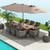 11 Pieces Patio Dining Set with 15 Feet Double-Sided Patio Umbrella Base Included-Tan - Color: Tan  D681-NP11368CF+HW71816+ 11 Pieces Patio Dining Set with 15 Feet Double-Sided Patio Umbrella Base Included-Tan - Color: Tan  D681-NP11368CF+HW71816+