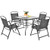 Patio Dining Set for 4 with Umbrella Hole-Gray - Color: Gray D681-NP11214GR+