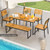 6 Pieces Outdoor Acacia Wood Dining Set with Bench and 2 Inches Umbrella Hole - Color: Natural & Bl D681-2*HW72940+HW72937+HW72938-1 6 Pieces Outdoor Acacia Wood Dining Set with Bench and 2 Inches Umbrella Hole - Color: Natural & Bl D681-2*HW72940+HW72937+HW72938-1