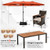 11 Pieces Patio Dining Set with 15 Feet Double-Sided Patio Umbrella and Base-Orange - Color: Orange D681-NP11368OR+HW71814+ 11 Pieces Patio Dining Set with 15 Feet Double-Sided Patio Umbrella and Base-Orange - Color: Orange D681-NP11368OR+HW71814+