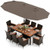 11 Pieces Patio Dining Set with 15 Feet Double-Sided Patio Umbrella and Base-Coffee - Color: Coffee D681-NP11368CF+HW71814+