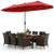 10 Piece Outdoor Dining Set with 15 Feet Double-Sided Twin Patio Umbrella-Red - Color: Red D681-NP10209RE+HW71525+ 10 Piece Outdoor Dining Set with 15 Feet Double-Sided Twin Patio Umbrella-Red - Color: Red D681-NP10209RE+HW71525+