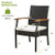 5 Pieces Patio Wicker Cushioned Dining Set with Wood Armrest and Umbrella Hole - Color: Natural D681-HW70831-4+KC55629