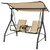 2-Seat Outdoor Cushioned Porch Swing with Adjustable Canopy and Tempered Glass Table-Beige - Color: D681-NP10699MS