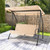 2-Seat Outdoor Convertible Swing Chair with Flat Bed and Adjustable Canopy-Beige B593-NP11162+