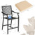 2 Pieces Patio Bar Stool with Height Cushion and Armrest - Color: Black D681-NP10139-22