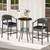 3-Piece Patio Rattan Bar Set with Tempered Glass Top for Backyard Poolside-Brown B593-HW72994HW72995