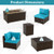 7 Pieces Outdoor Furniture Set with 32 Inch Fire Pit Table and Propane Tank Cover-Turquoise - Color D681-NP10261CF+HW68691ATU+