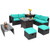9 Pieces Patio Furniture Set with 32" Fire Pit Table and 50000 BTU Square Propane Fire Pit-Turquois D681-NP10618CF+HW68605TU+