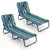 Set of 2 Folding Face Down Tanning Chair with Face Hole 3 Removable Pillows-Blue and Green - Color: D681-2*NP13350TW