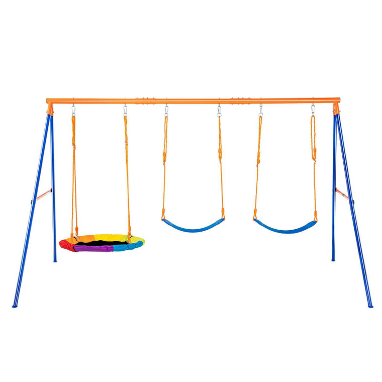  Swing Sets for Backyard, 600lbs Load Capacity Swing Set, with 1 Saucer Swing Seat, 2 Belt Swing Se E415-AXQQTZ3RW000W9S5KV0