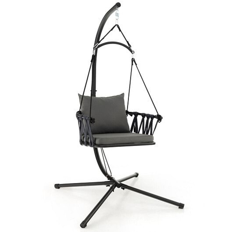 Hanging Swing Chair with Stand-Gray - Color: Gray D681-NP11302GR
