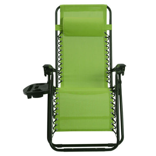 2 Pieces Folding Lounge Chair with Zero Gravity-Green - Color: Green D681-NP10642LS-2