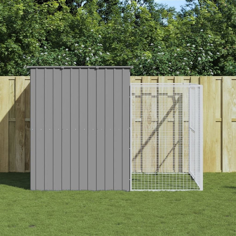  Dog House Light Grey Galvanized Steel Medium Durable Dog House A949-3189125