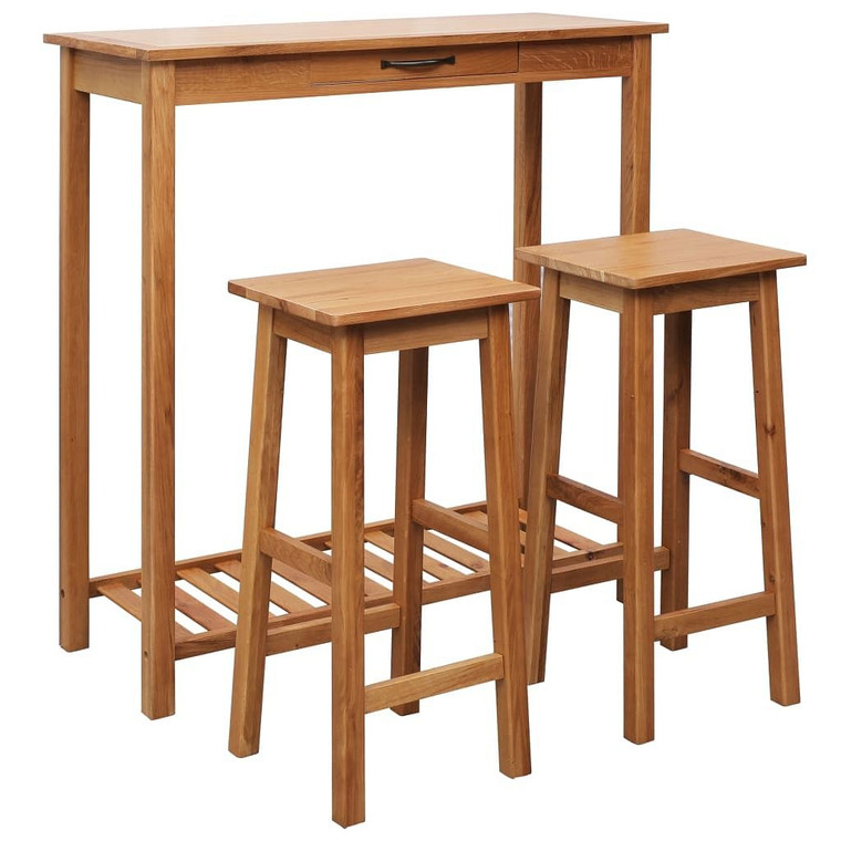  Bar Set Natural Brown Solid Oak Wood, MDF with Oak Veneer Standard A949-247463