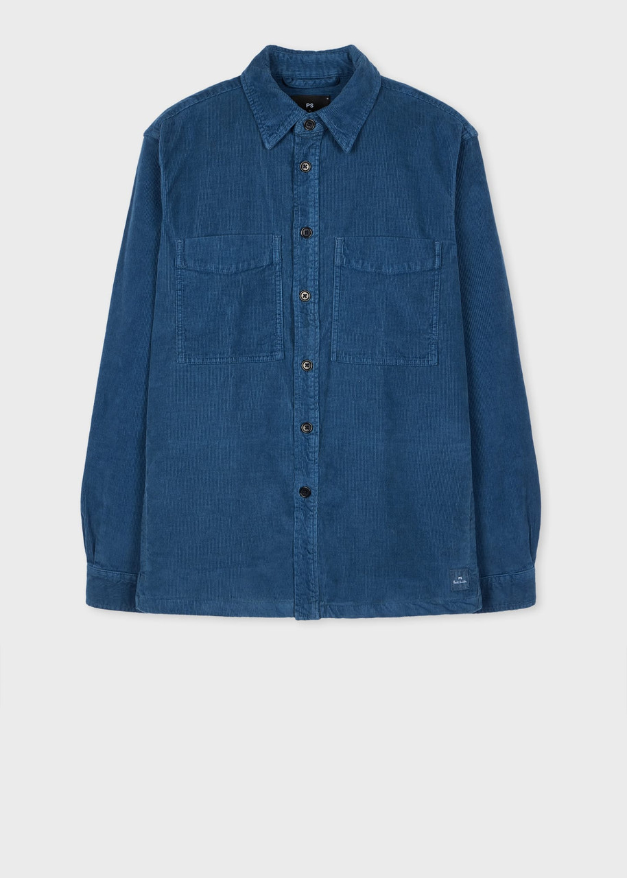 COTTON CORDUROY OVERSHIRT-BLUE - Signature Menswear