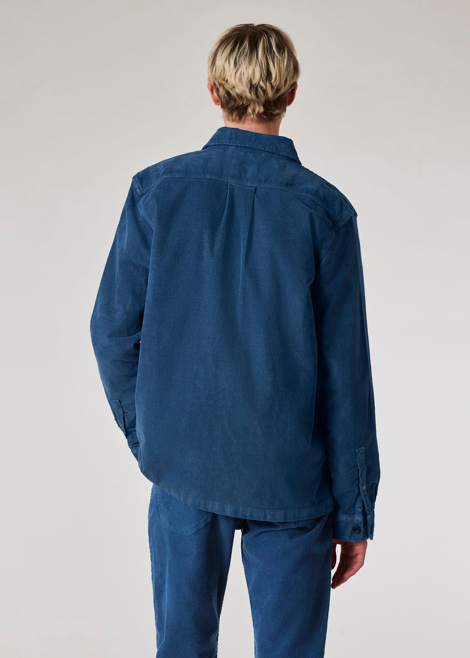 COTTON CORDUROY OVERSHIRT-BLUE - Signature Menswear