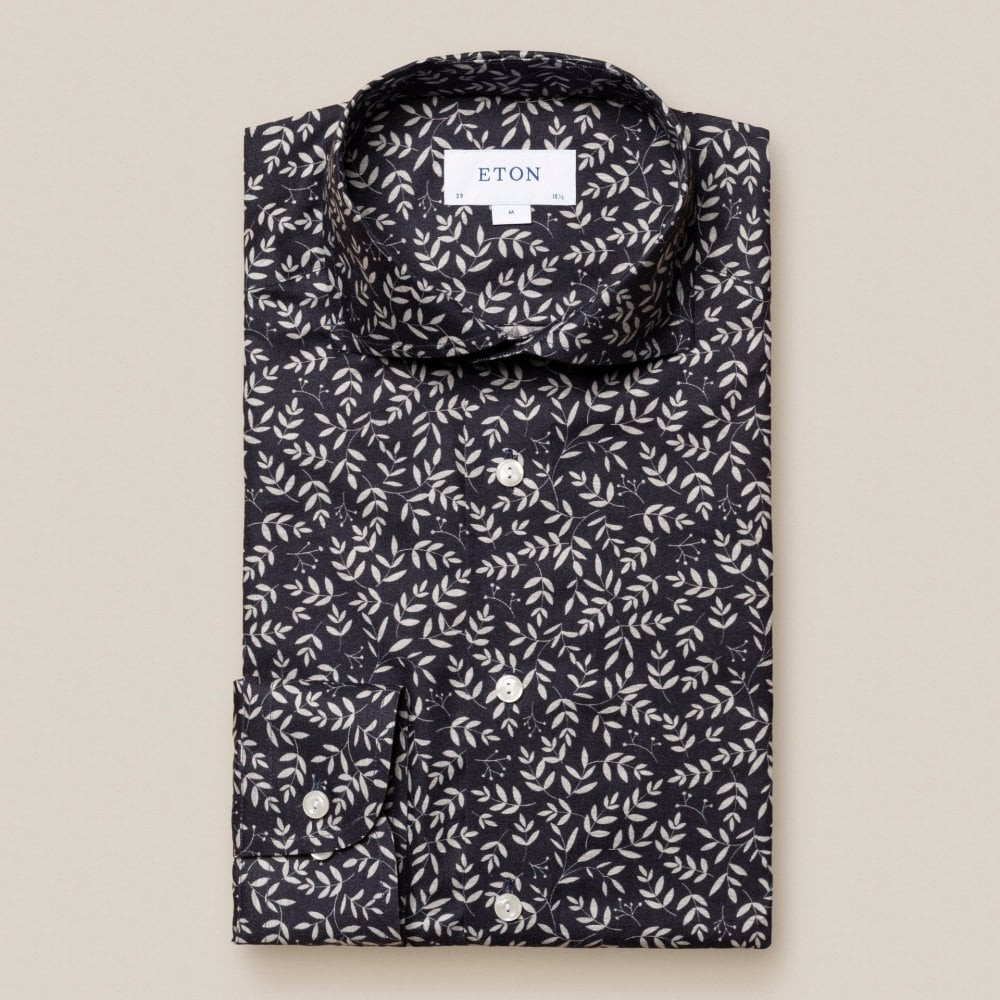 LEAVES PATTERN SHIRT-DARK BLUE - Signature Menswear