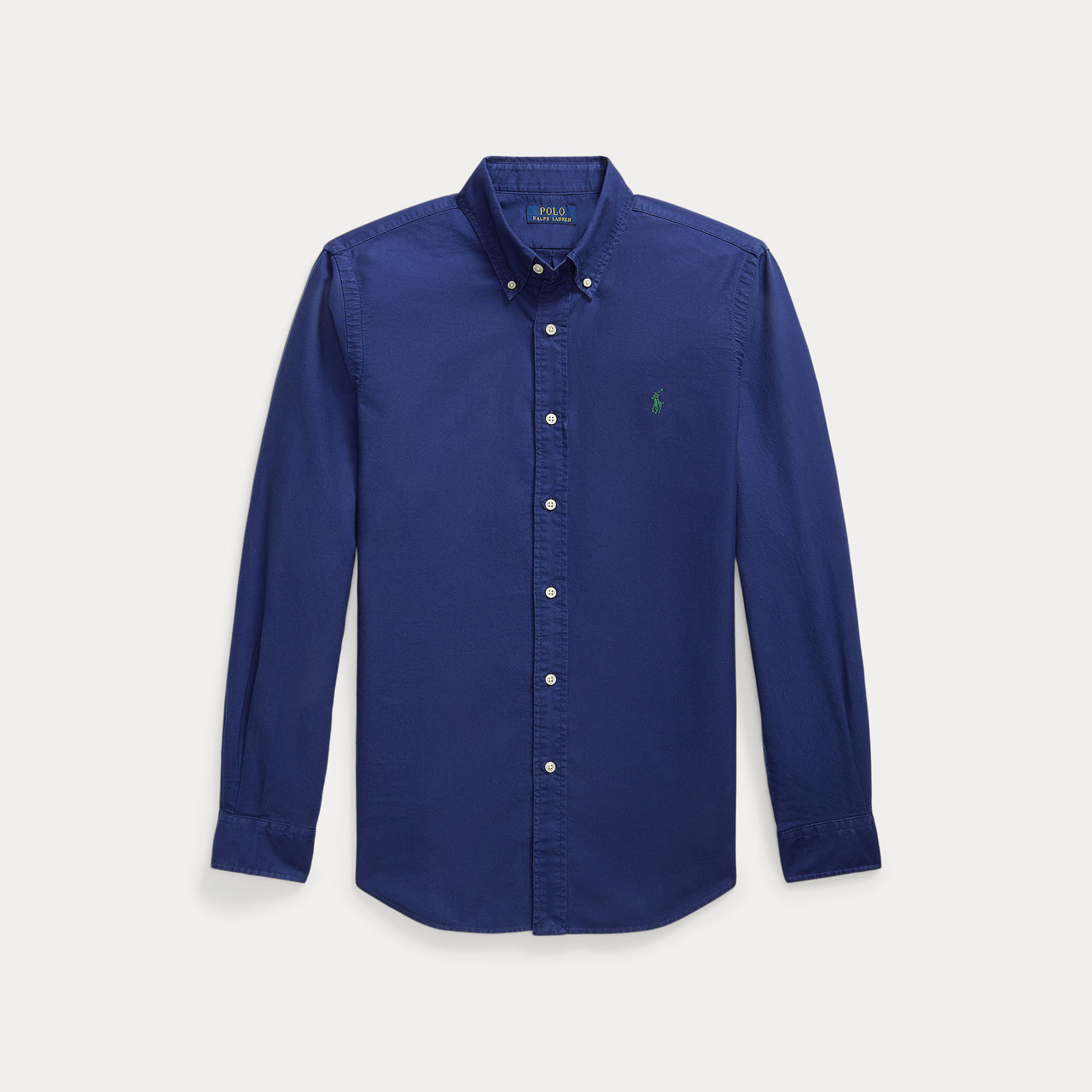 CUSTOM FIT GARMENT-DYED OXFORD SHIRT-BLUE Signature Menswear
