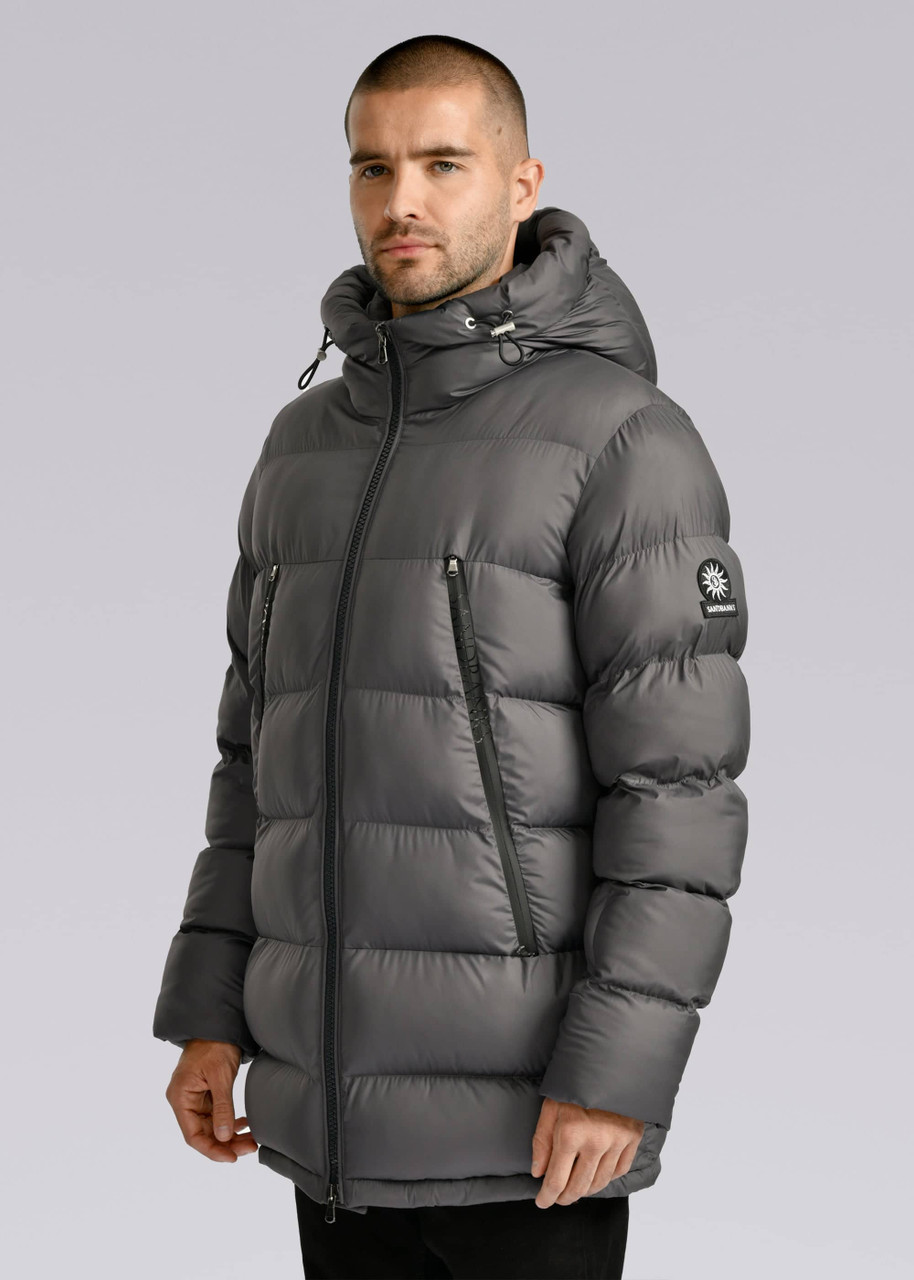 Sandbanks Mens Khaki Puffer Sandbanks Branksome Long Puffer Jacket