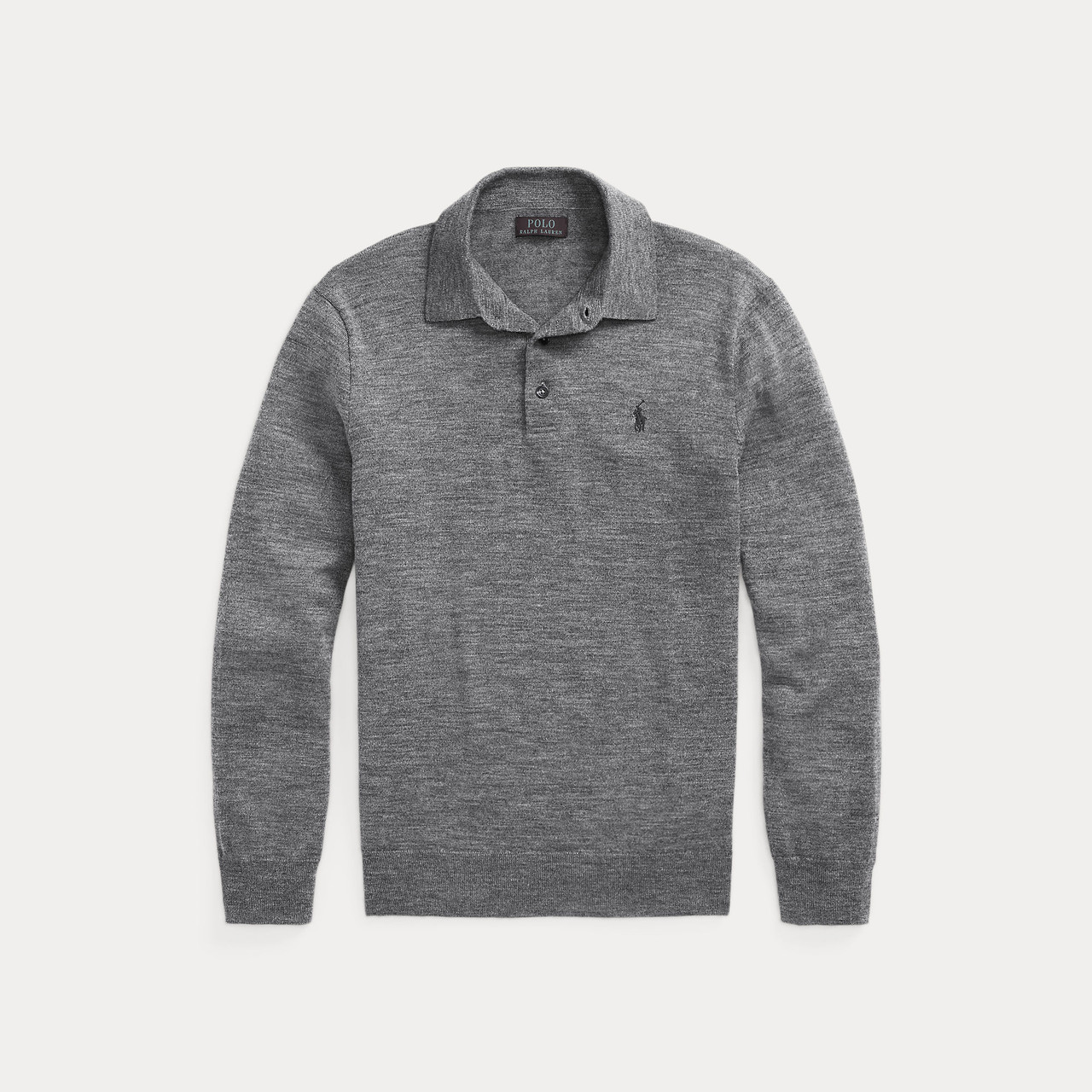 WOOL POLO COLLAR SWEATER-GREY HTR - Signature Menswear