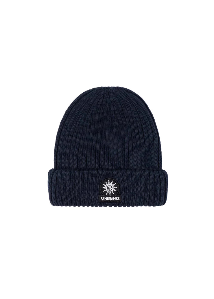 MERINO WOOL RIBBED BEANIE-NAVY - Signature Menswear