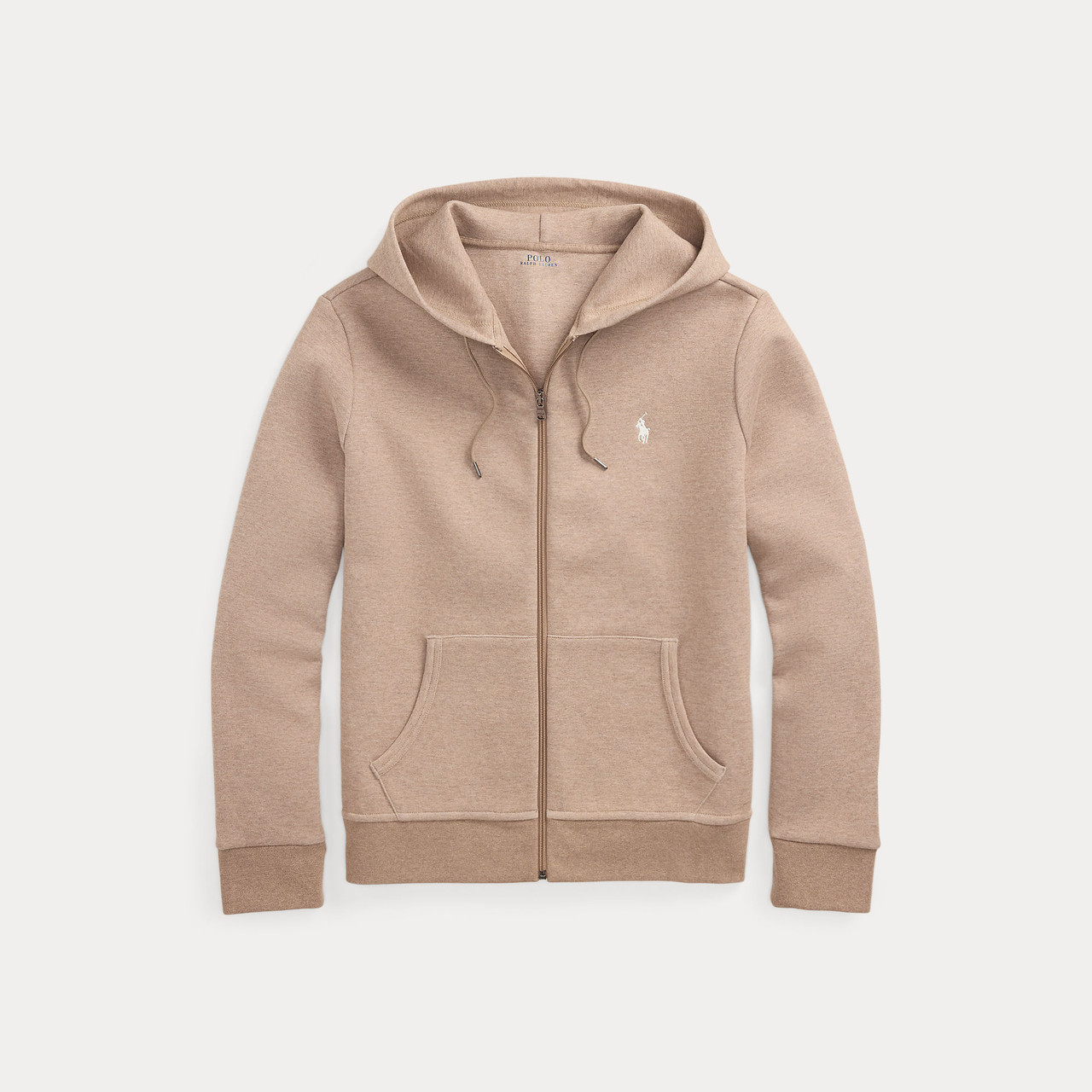 DOUBLE KNIT FULL ZIP HOODIE-DK BEIGE HTR Signature Menswear