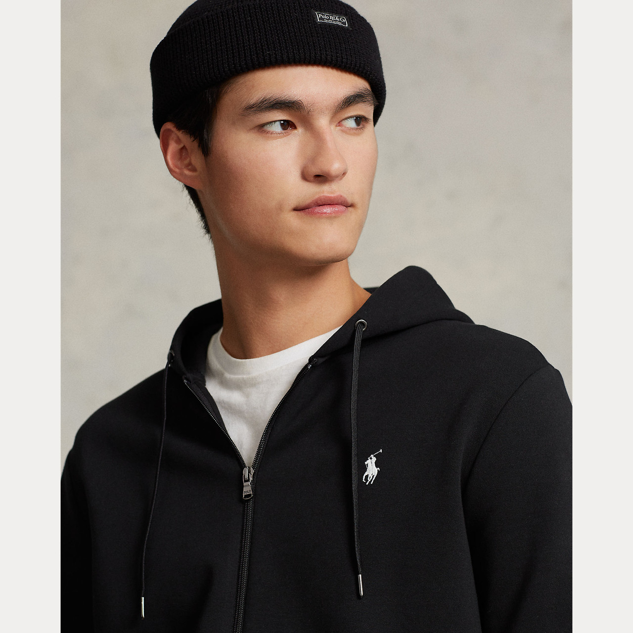 DOUBLE KNIT FULL ZIP HOODIE-BLACK - Signature Menswear