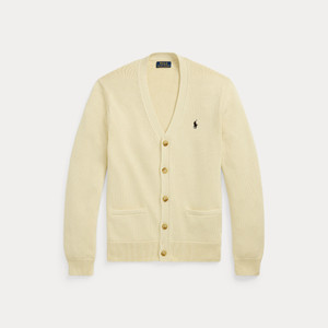 COTTON V-NECK CARDIGAN-CREAM/NAVY COTTON V-NECK CARDIGAN-CREAM/NAVY