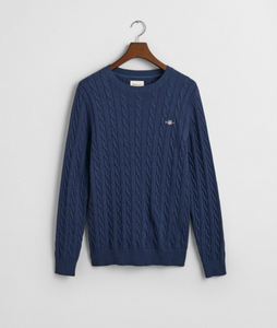 COTTON CABLE C-NECK-DK BLUE MEL COTTON CABLE C-NECK-DK BLUE MEL